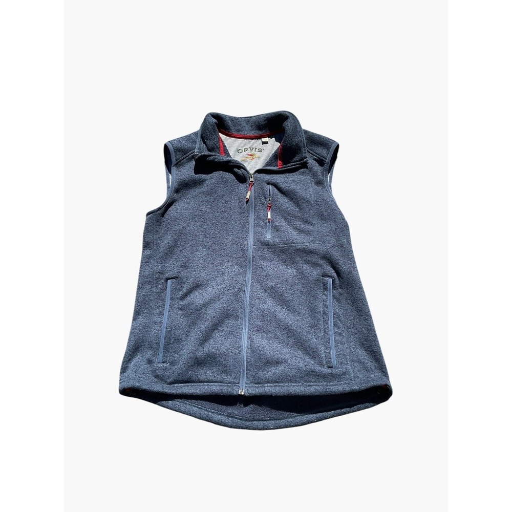 Orvis Midweight Fleece Full Zip Sleeveless Jacket XL Navy Vest